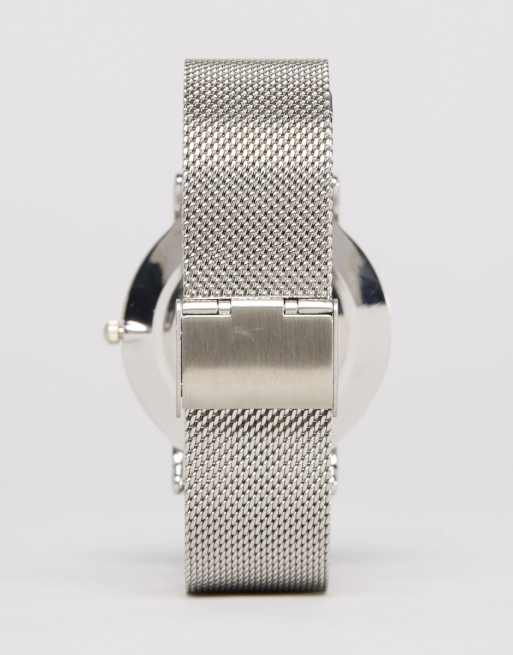 Reclaimed Vintage Inspired classic mesh strap watch in silver exclusive to ASOS
