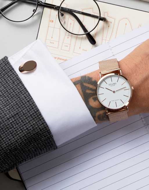 Reclaimed Vintage Inspired Classic Mesh Watch Cufflinks Gift Set
