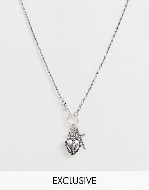 Reclaimed Vintage inspired cluster neckchain with mystic charms in silver exclusive to ASOS