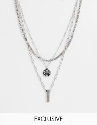 Reclaimed Vintage inspired - Collana multifilo con moneta romana