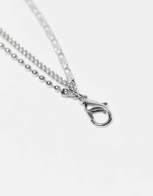 Reclaimed Vintage Inspired - Collana unisex multifilo argentata con ciondolo a fiore, 4 di 4