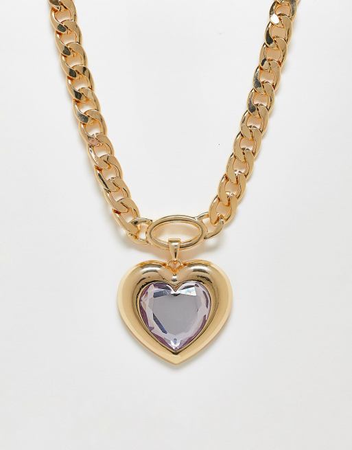 Reclaimed Vintage Inspired - Collier à pendentif cœur oversize - Doré