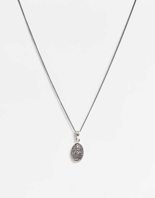 Reclaimed Vintage Inspired - Collier en acier inoxydable avec pendentif Saint-Christophe - Argenté