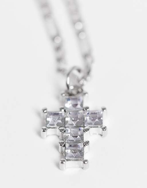 Reclaimed Vintage Inspired - Collier ras de cou unisexe à pendentif en cristaux - Argenté, 3 de 4