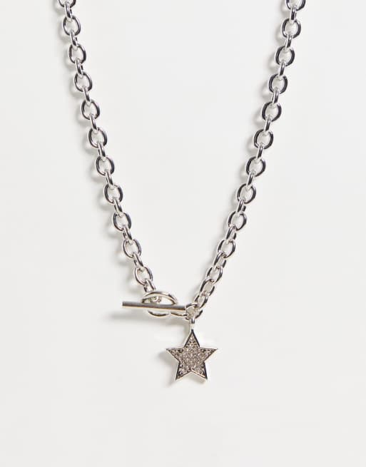 Reclaimed Vintage Inspired - Collier unisexe style années 2000 avec étoile - Argenté