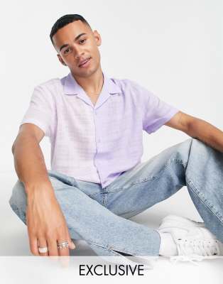 Reclaimed Vintage Inspired color block camp collar shirt in plaid