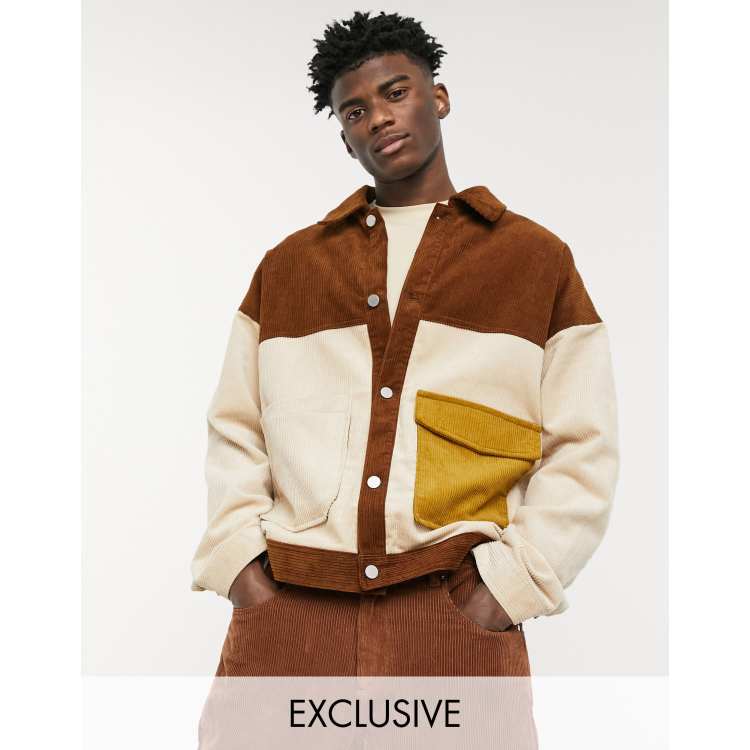 Corduroy color block jacket top