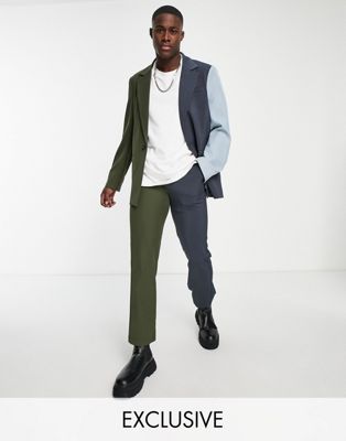 Reclaimed vintage inspired colour block trousers