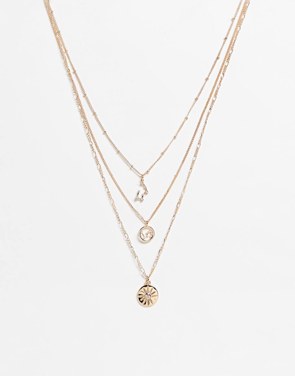 Reclaimed Vintage inspired constellation star multirow necklace