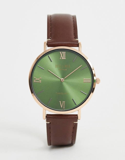 Reclaimed Vintage Inspired Contrast Dial Leather Watch In Brown Exclusive to ASOS