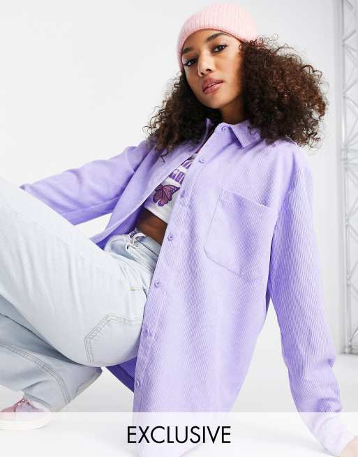 Reclaimed Vintage Inspired - Corduroy overhemd in lavendel  