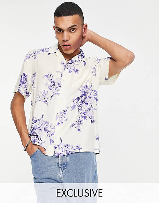 Men Reclaimed Vintage inspired couture bloom print shirt 