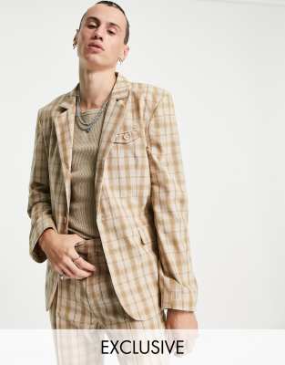 Reclaimed Vintage inspired couture suit jacket in check - ASOS Price Checker