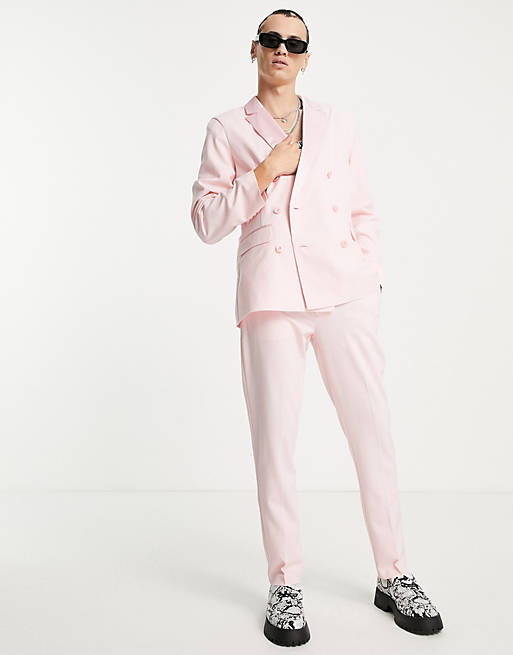 Suits Reclaimed Vintage inspired couture suit jacket in dusty pink 