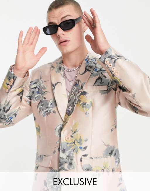 Reclaimed Vintage Inspired couture suit jacket in floral print