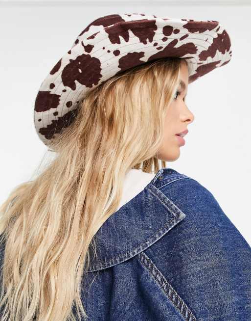 Cow print cowboy hat cheap