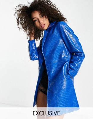 Reclaimed Vintage inspired croc jacket in blue