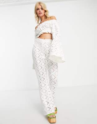 Reclaimed vintage inspired crochet flare trouser - ASOS Price Checker