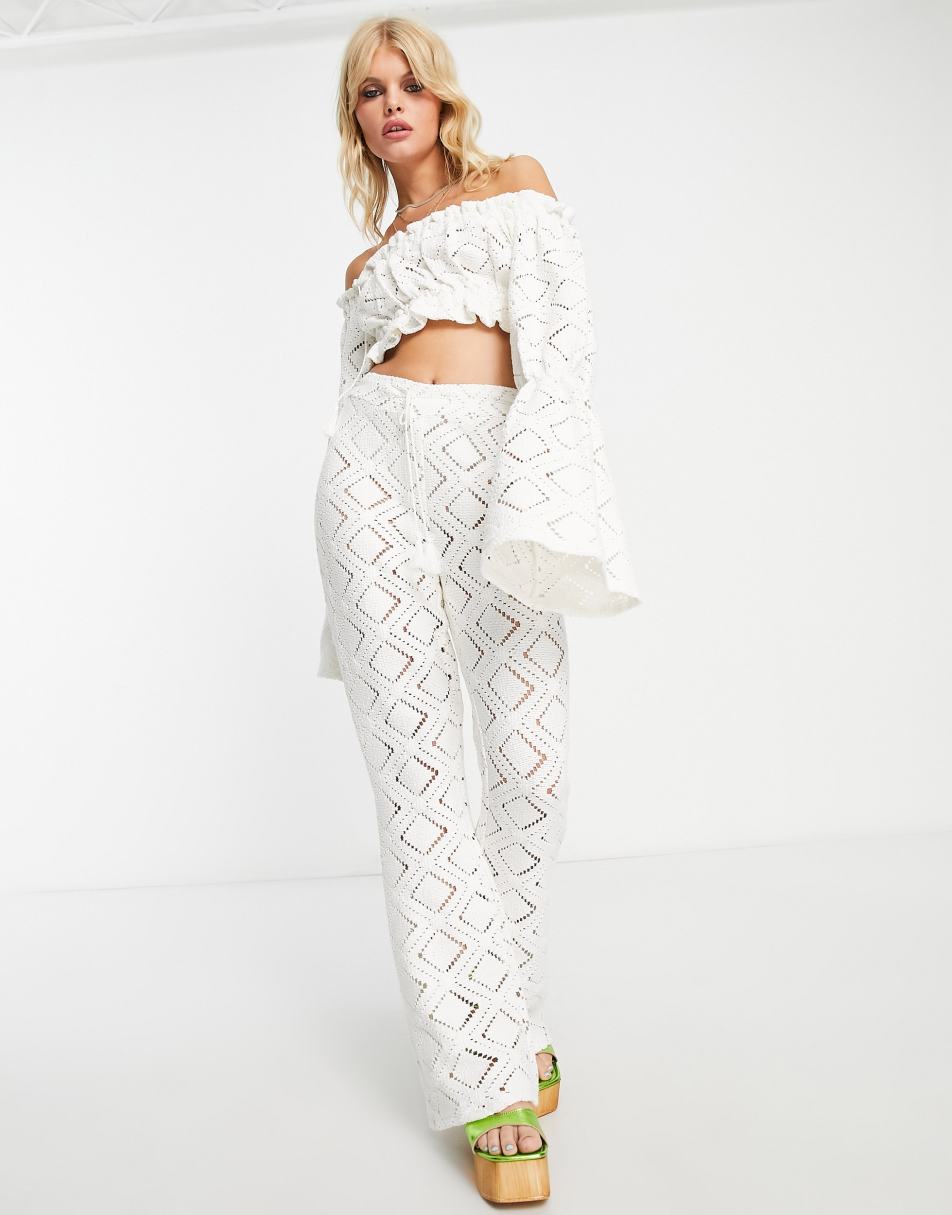 Reclaimed vintage inspired crochet flare trouser