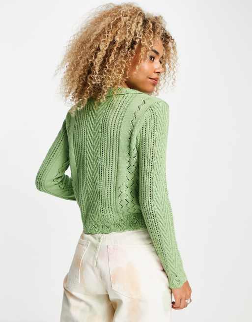 Green crochet cardigan online