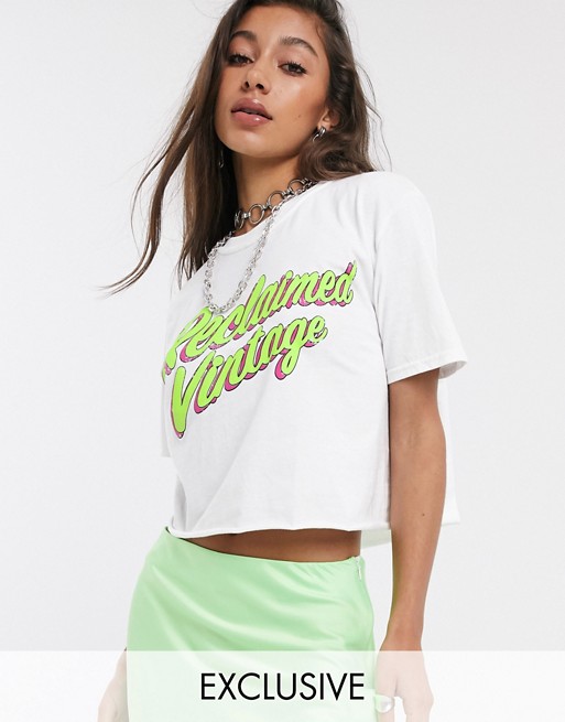 Reclaimed Vintage inspired crop t-shirt with logo print