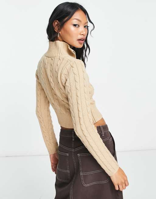 Crop jumper with zip outlet