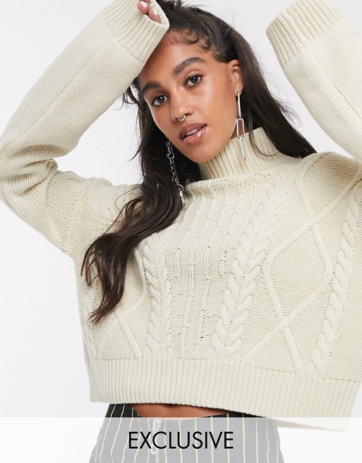 Reclaimed Vintage inspired cropped cable knit jumper