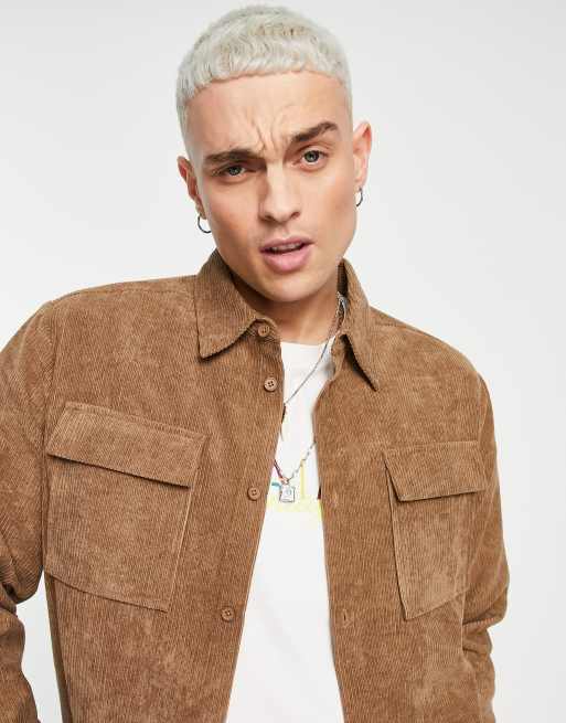 Cropped corduroy shirt top