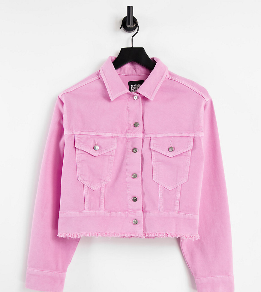 Reclaimed Vintage inspired cropped denim jacket in pink