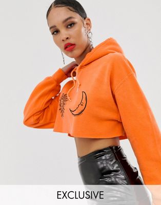 orange crop top hoodie