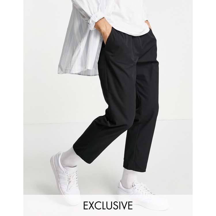 Reclaimed Vintage inspired cropped relaxed trouser in black