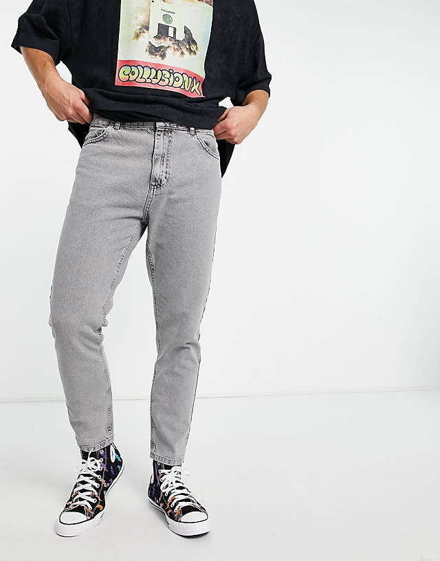 Reclaimed Vintage - inspired cropped tapered jean in light grey