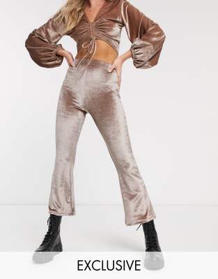 crushed velvet flare pants