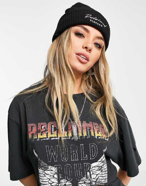 Reclaimed Vintage Inspired – Czarna czapka beanie unisex – BLACK, 2 z 4