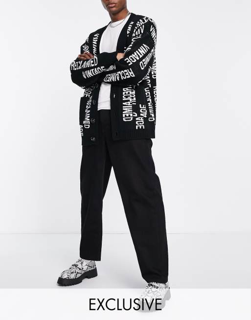 Reclaimed Vintage Inspired – Czarne luźne jeansy w stylu lat 90.