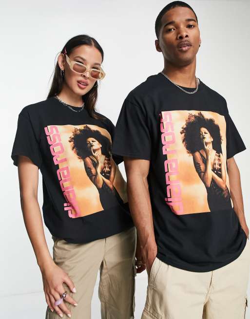 Reclaimed Vintage Inspired – Czarny licencjonowany T-shirt unisex z motywem Diany Ross