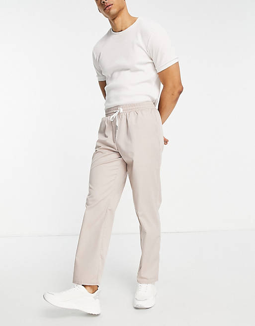 Men Reclaimed Vintage inspired dad fit trouser in stone 