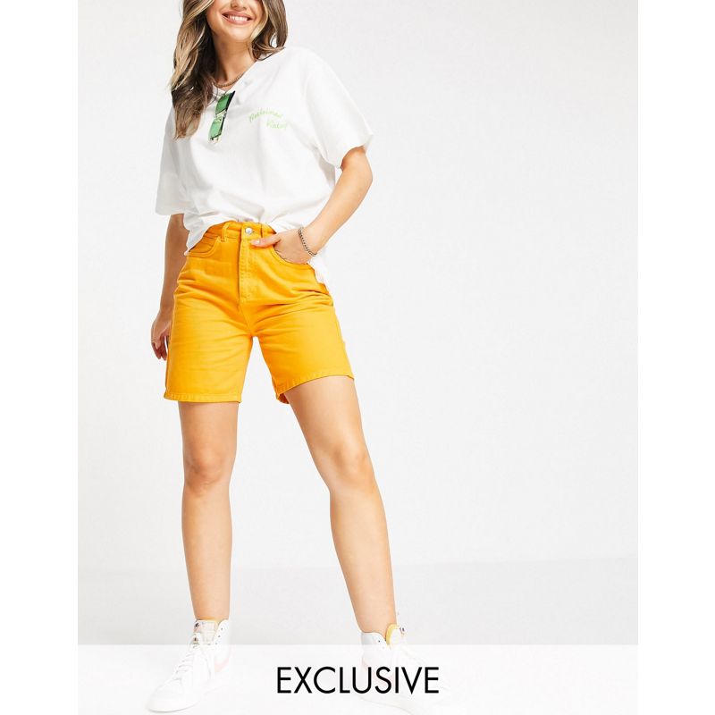 In esclusiva Donna Reclaimed Vintage Inspired - Dad shorts di jeans comodi lavaggio arancione