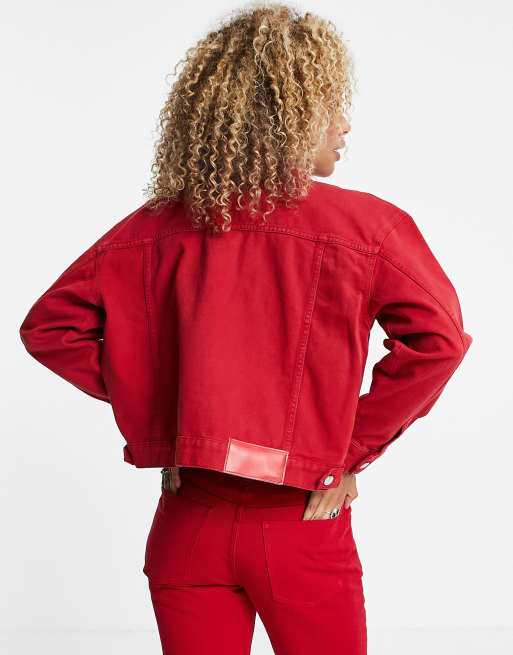 Asos red denim jacket sales