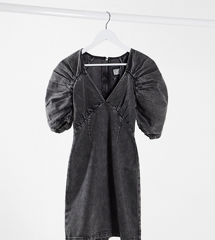 Reclaimed Vintage inspired - Denim jurk met wassing in zwart