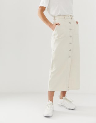 vintage denim midi skirt