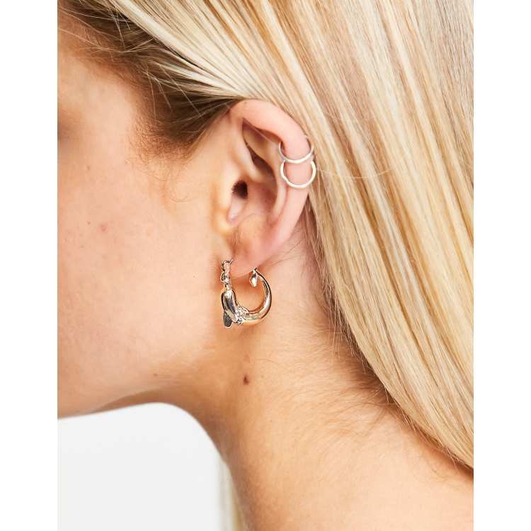 Reclaimed Vintage Inspired dolphin hoop earrings