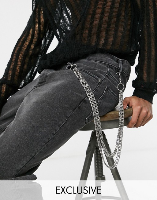 Reclaimed Vintage Inspired double row jean chain in burnished silver