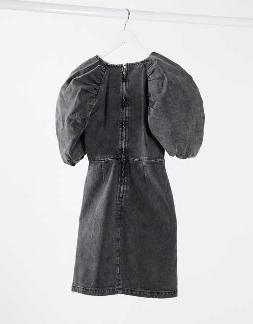 Reclaimed Vintage Inspired Dress In Washed Black Denim Asos