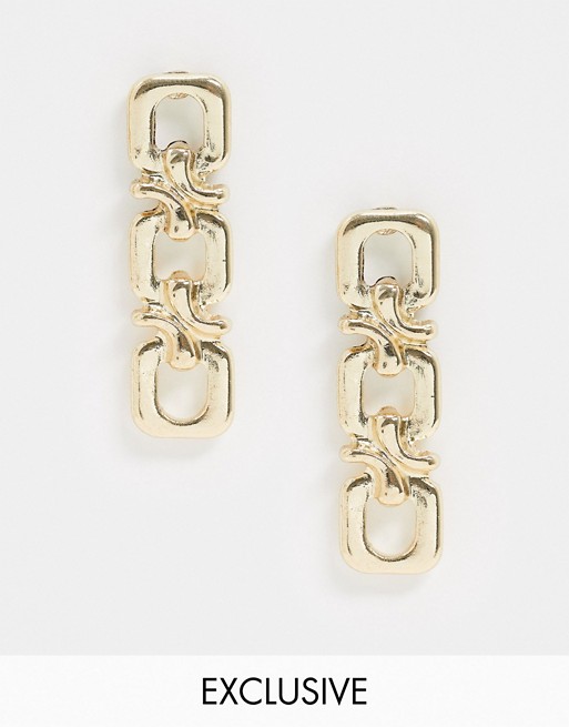 Reclaimed Vintage inspired drop chain earrings