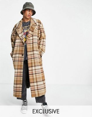 Reclaimed Vintage inspired duster coat in check