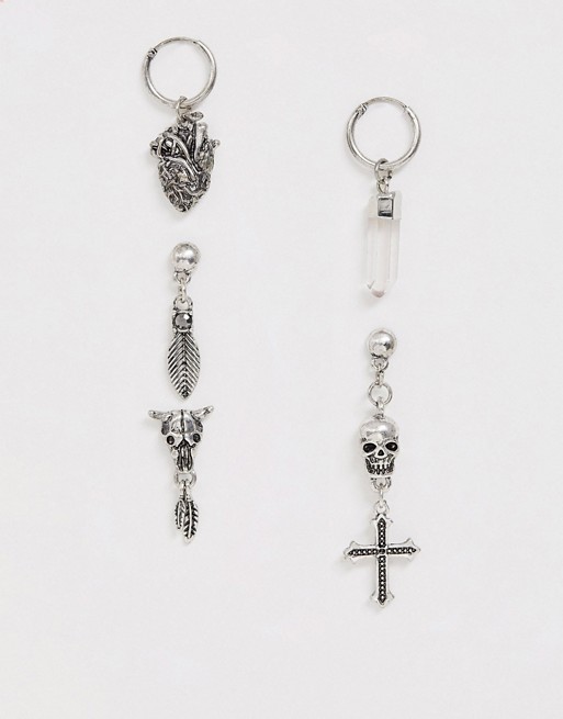 Reclaimed Vintage inspired earring pack with gothic style charms exclusive to ASOS