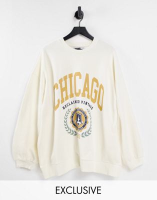 Reclaimed Vintage inspired ecru Chicago unisex sweat  - ASOS Price Checker