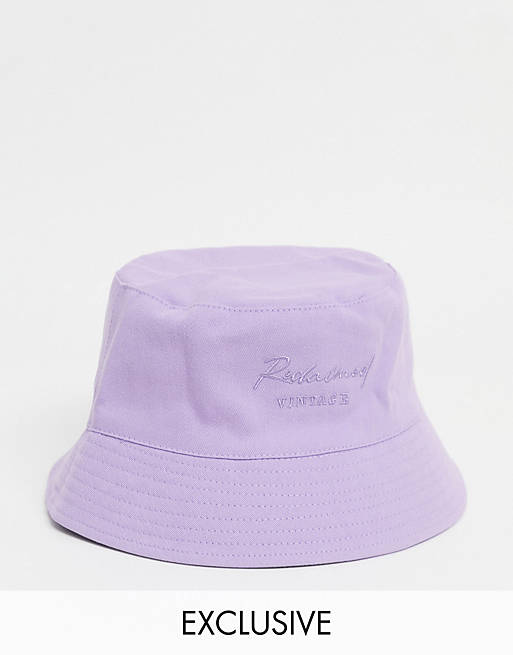 Reclaimed Vintage inspired embroidered bucket hat in washed lilac