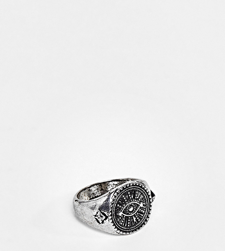 Reclaimed Vintage inspired eye signet ring in silver exclusive to asos
